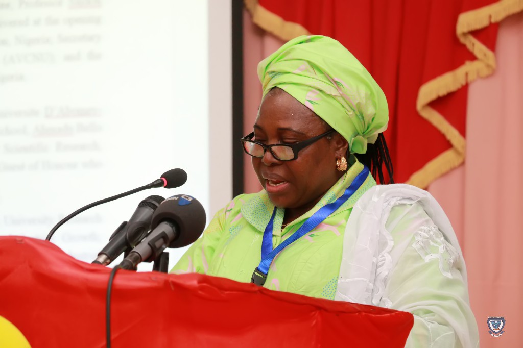 The Vice-Chancellor, Prof. Angela F. Miri making her presentation at the 7th Conference and 9th AGM of the Association of West Africa Universities held in Benin Republic