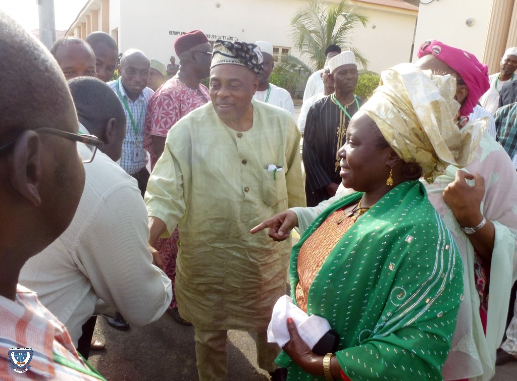 The arrival of the Pro-Chancellor and Chairman of Council Professor Nimi Briggs Dimkpa OON as top members of staff led by the Vice-Chancellor Professor Angela Freeman Miri and the Registrar Habiba A. Adeiza (Mrs), who were on ground to receive him at the Adankolo Campus on 9th March, 2016