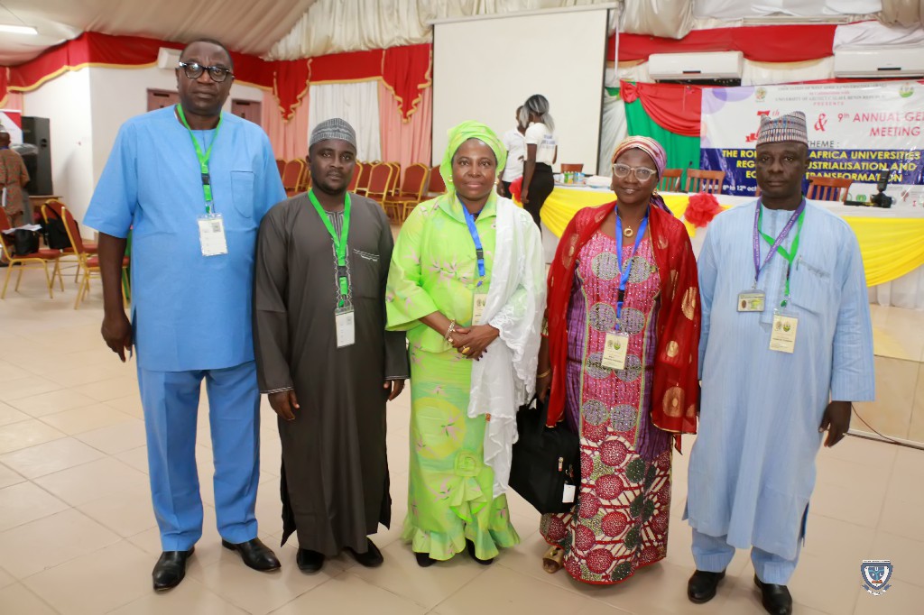 The Vice-Chancellor, Prof. Angela F. Miri in a group photograph with some members of the Communique Committee which she chaired during the 7th Conference and 9th AGM of the Association of West Africa Universities held in Benin Republic