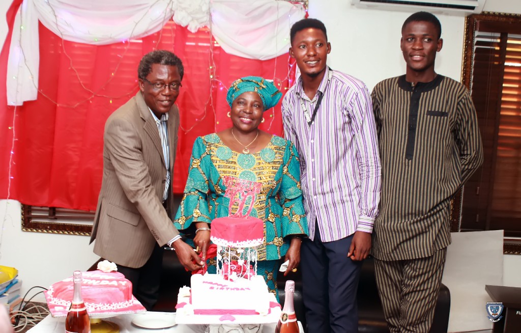 The Dean of Student Affairs together with Leaders of the Students' Union (SU) Celebrating with the Vice-Chancellor, Professor Angela Freeman Miri on her 60th Birthday
