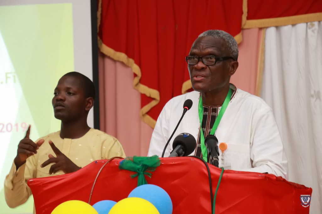 The Rector, Université d’Abomey-Calavi (UAC), Benin Republic, Prof. da CRUZ Maxime giving his welcome address at the 7th Conference and 9th AGM of the Association of West Africa Universities held in Benin Republic