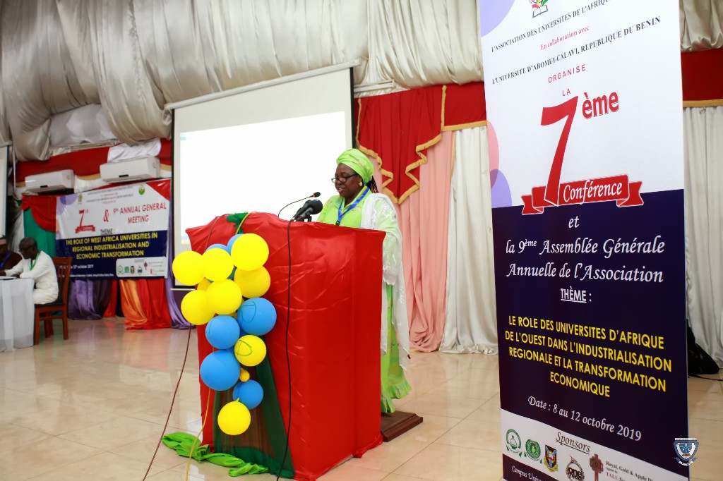 The Vice-Chancellor, Prof. Angela F. Miri making her presentation at the 7th Conference and 9th AGM of the Association of West Africa Universities held in Benin Republic