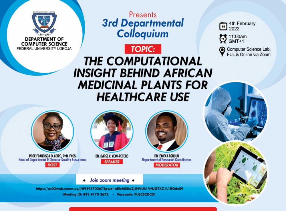 Department Of Computer Science Presents 3rd Colloquium Tagged "the Computational Insight Behind African Medicinal Plants For Healthcare Use"